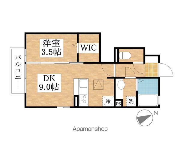プロヴァンスの杜(1DK/1階)の間取り写真