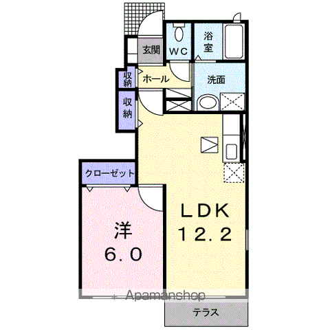 プロスペールⅡ(1LDK/1階)の間取り写真