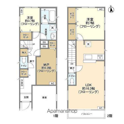 東京都三田線 西台駅 徒歩8分 2階建 築4年(2SLDK)の間取り写真