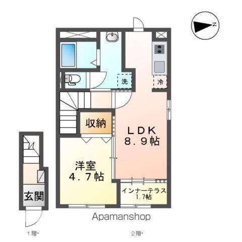 アラ・ミゾン(1LDK/2階)の間取り写真
