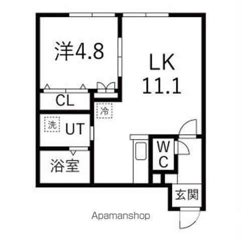 ルミエール南郷通B(1LDK/2階)の間取り写真