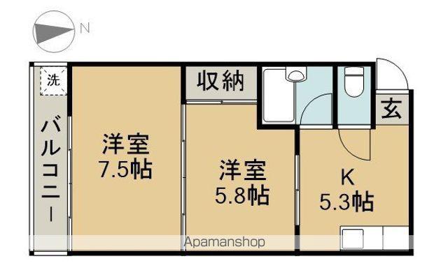 エポック城(2K/2階)の間取り写真