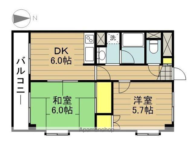 第二芦原マンション(2DK/3階)の間取り写真