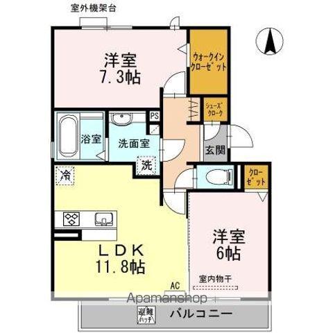 コンコルディアかみやしろ ノース(2LDK/3階)の間取り写真