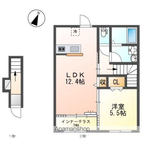 パレス北野(1LDK/2階)の間取り写真