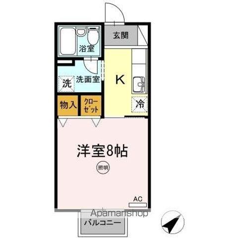 セジュール21 B(1K/1階)の間取り写真