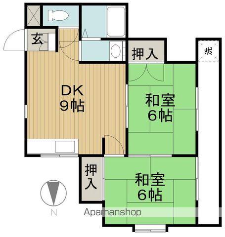 蛍明ハイツ(2DK/1階)の間取り写真