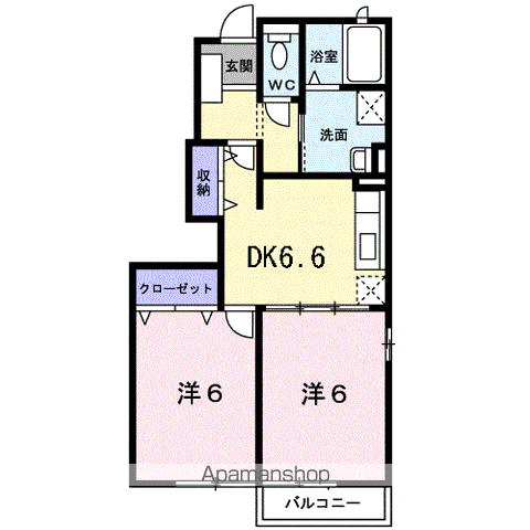 メゾン・ポポラーレB(2DK/1階)の間取り写真