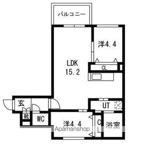 グラシオン(2LDK/4階)の間取り写真