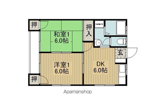 コーポマキB棟(2DK/2階)の間取り写真