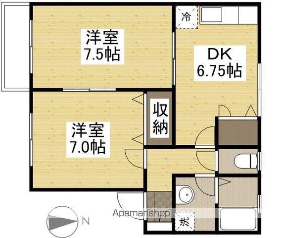 ヴィラソレイユ・陵南Ⅰ A(2DK/2階)の間取り写真
