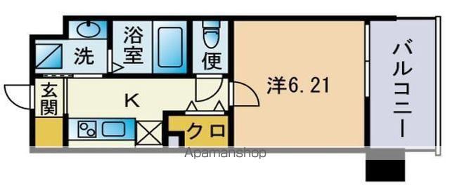 RUPIEレジデンス九大学研都市Ⅱ(1K/6階)の間取り写真