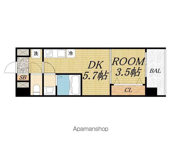 APRILE阿波座南(1DK/5階)の間取り写真