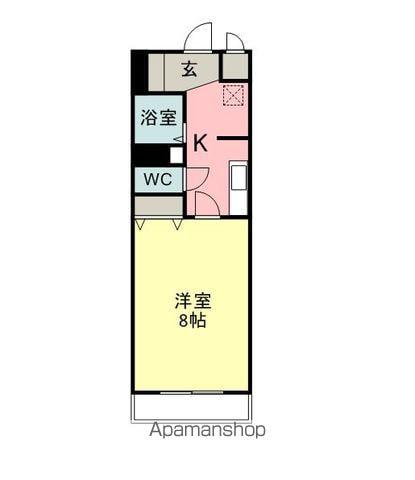 ソレイユ山代(1K/3階)の間取り写真