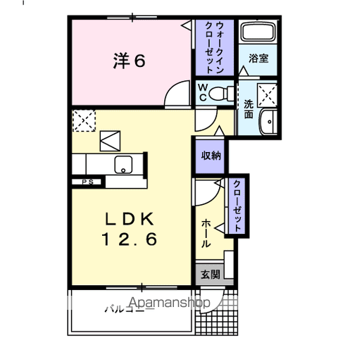メゾンオーシャンA(1LDK/1階)の間取り写真