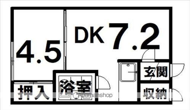ヤングリーブス(1DK/2階)の間取り写真