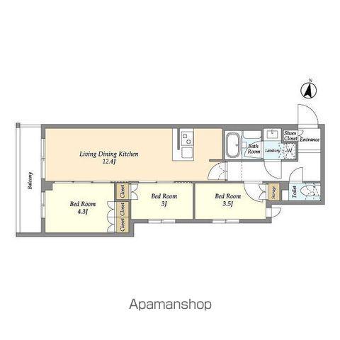 アジールコート練馬中村橋(3LDK/1階)の間取り写真
