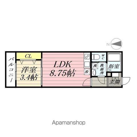YK南流山(1LDK/2階)の間取り写真