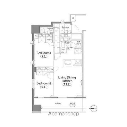 パークハビオ平河町(2LDK/13階)の間取り写真