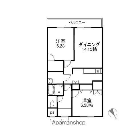 ボヌール美咲ET(2LDK/5階)の間取り写真