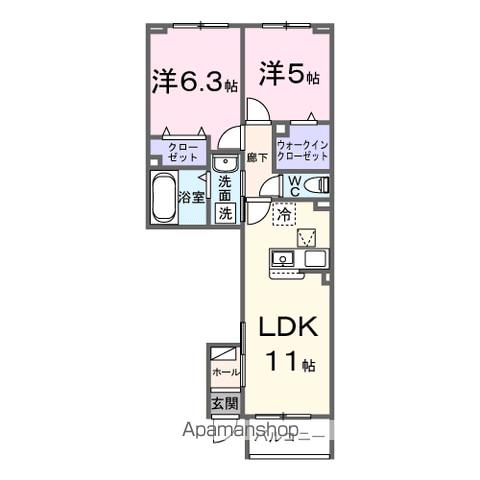 スロノス(2LDK/1階)の間取り写真
