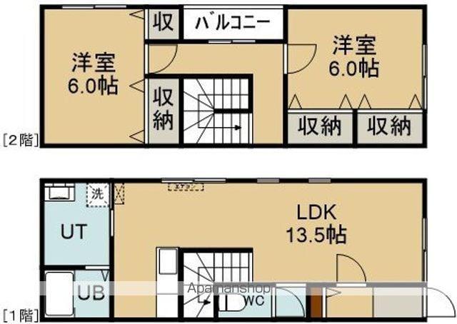メゾンフルール(2LDK/1階)の間取り写真
