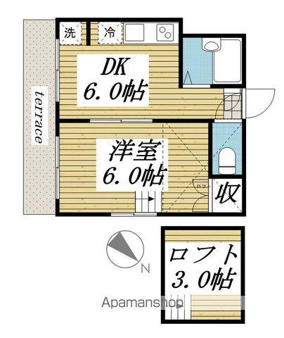 北小金第15レジデンス(1DK/1階)の間取り写真