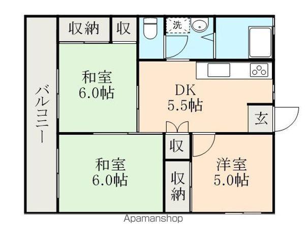 エクセルハイツ帯山(3K/2階)の間取り写真