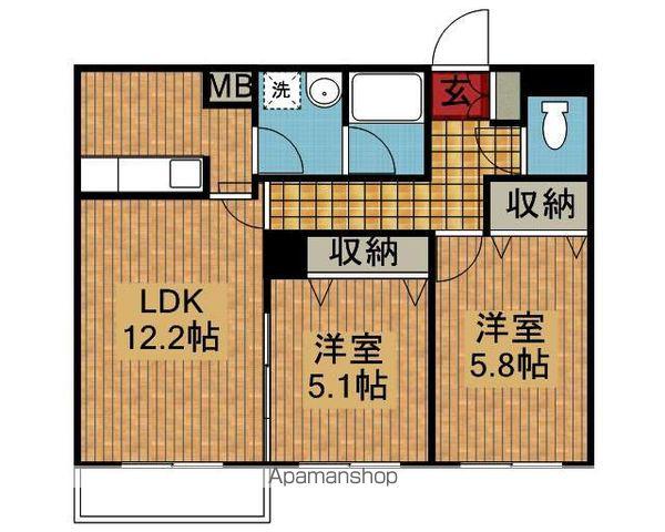 ルーモス野幌(2LDK/3階)の間取り写真