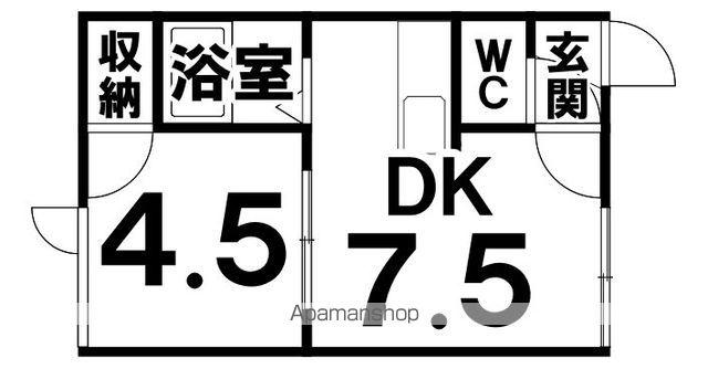 リバーサイド北都(1DK/1階)の間取り写真