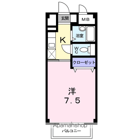 アクシスⅡ(1K/1階)の間取り写真