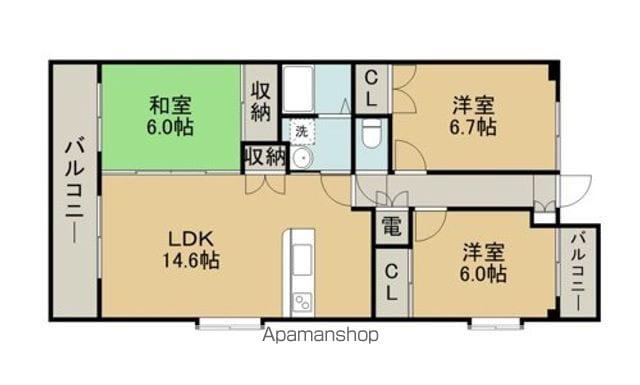 マーカス画図1番館(3LDK/3階)の間取り写真