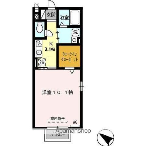 エルシオ宇佐南(1K/2階)の間取り写真