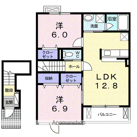 ラグーン Ⅰ(2LDK/2階)の間取り写真