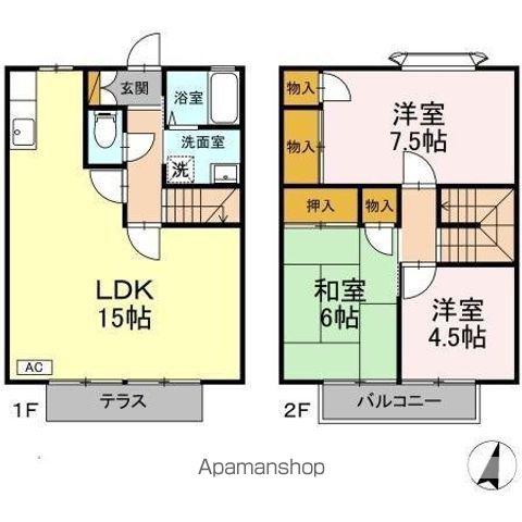エルパラシオA/B エルパラシオB(3LDK/1階)の間取り写真