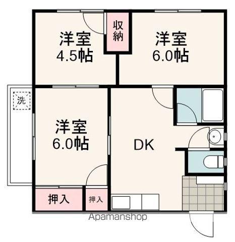 第二やまふじハイツ(3DK/3階)の間取り写真