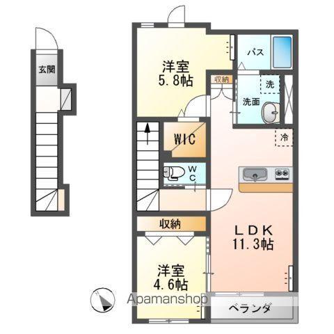 HERMANAⅥ(2LDK/2階)の間取り写真