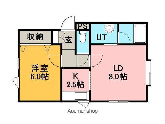 ラピスラズリ(1LDK/2階)の間取り写真