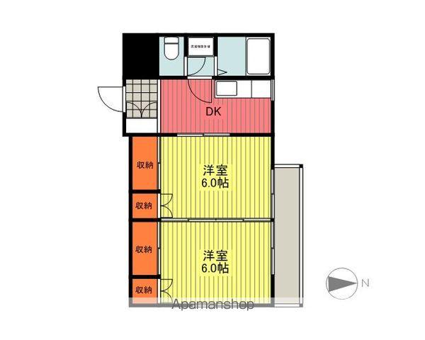 陣場中央ビル(2DK/3階)の間取り写真