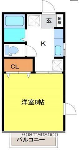 プリムヴェール館向B棟(1K/1階)の間取り写真