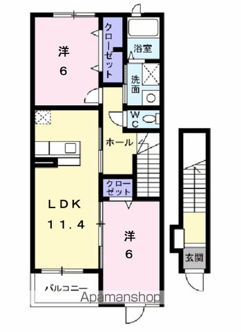 スカイフィールド・アサカC(2LDK/2階)の間取り写真