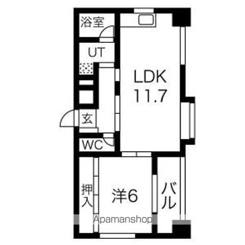 エクセレント平安通(1LDK/9階)の間取り写真