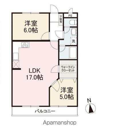 ニュースカイハイツ太田(2LDK/4階)の間取り写真