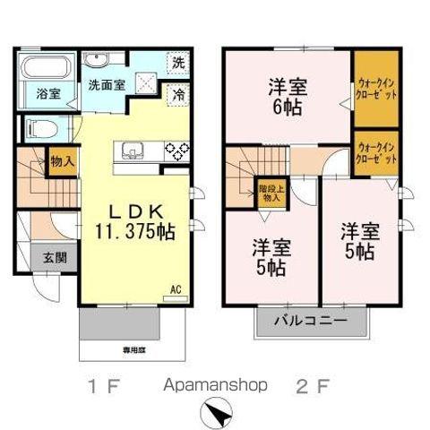 フィオーレII(3LDK/1階)の間取り写真