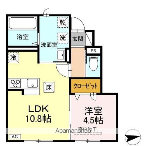 C H A L E U R(1LDK/1階)の間取り写真