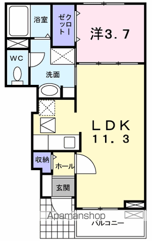 ブルームーンⅡ(1LDK/1階)の間取り写真