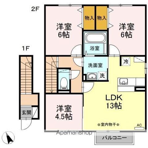 クリサンス壱番館(3LDK/2階)の間取り写真