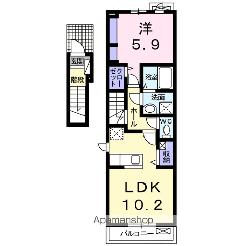 ブリーゼⅡ(1LDK/2階)の間取り写真