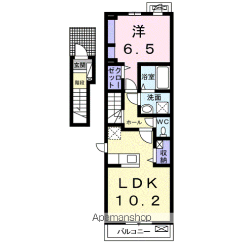 クレセラ キャトル(1LDK/2階)の間取り写真