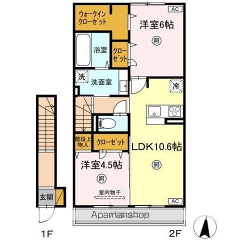 PREMIER COULEUR(2LDK/2階)の間取り写真